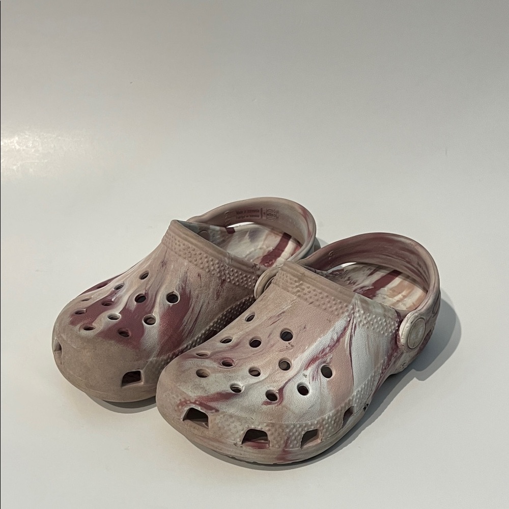 CROCS Kids' Marbled Pink and White Size 9